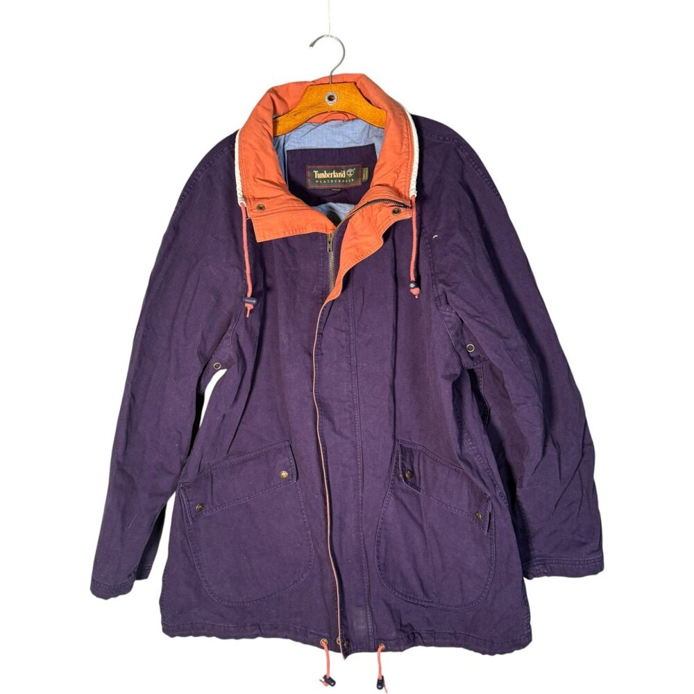 Vintage Timberland Men's Purple Orange Cotton Jacket Utility Parka Outdoors XL